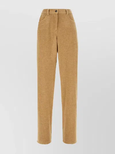 The Row Textured Wool Blend Trousers Featuring Pockets In Brown