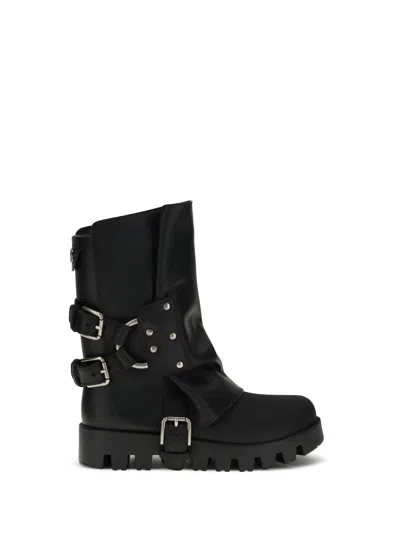 Dolce & Gabbana Dolce&gabbana Women Ankle Boot In Rubber And Leather In Black