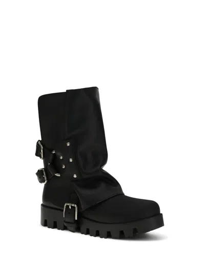 Dolce & Gabbana Dolce&gabbana Women Ankle Boot In Rubber And Leather In Black