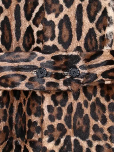 Dolce & Gabbana Double-breasted Goat Leather Coat In Brown