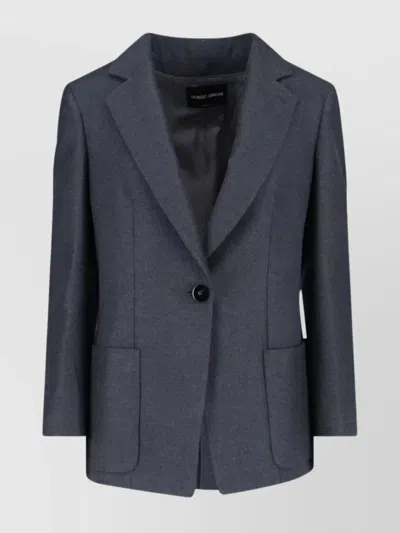 Giorgio Armani Sleek Modern Grey Jacket With Structured Silhouette In Black