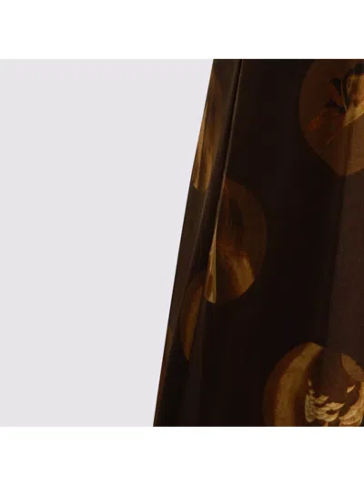 Uma Wang Abstract Print Slip Dress With Spaghetti Straps In Brown