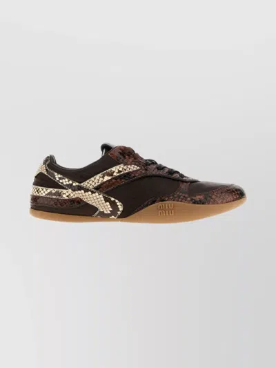 Miu Miu Gymnasium Technical Fabric And Python-print Ayers Leather Sneakers In Multi