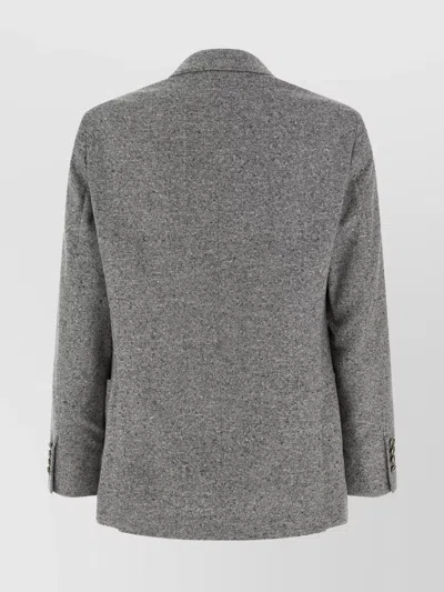 Brunello Cucinelli Tailored Double-breasted Blazer Featuring Pockets In Gray
