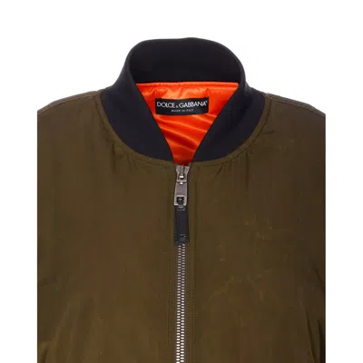 Dolce & Gabbana Down Jacket With Crewneck And Pockets In Brown