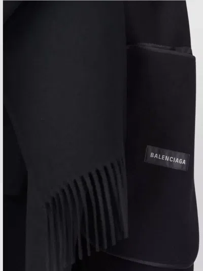 Balenciaga Casual Jacket With Scarf And Pockets In Black
