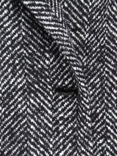 Tagliatore Herringbone Pattern Long Length Jacket In Gray
