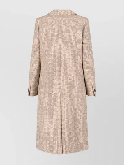 Tagliatore Tailored Beige Coat With Lapel Collar And Button Closures In Brown