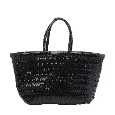 Dragon Diffusion Woven Effect Hand Bag With Two Handles In Black