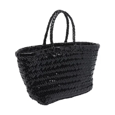 Dragon Diffusion Woven Effect Hand Bag With Two Handles In Black