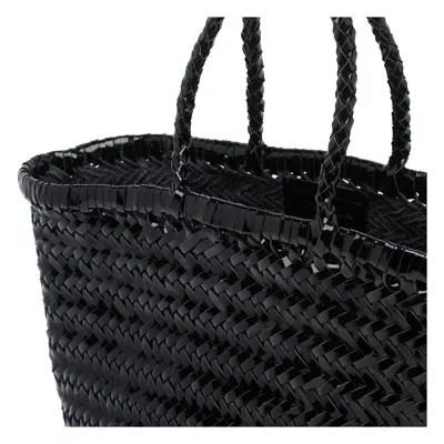 Dragon Diffusion Woven Effect Hand Bag With Two Handles In Black