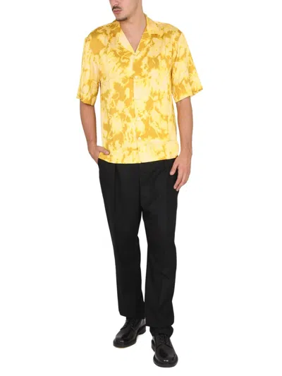Dries Van Noten Short Sleeve Camp Collar Floral Shirt In Yellow