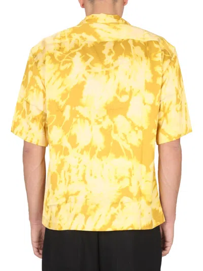 Dries Van Noten Short Sleeve Camp Collar Floral Shirt In Yellow