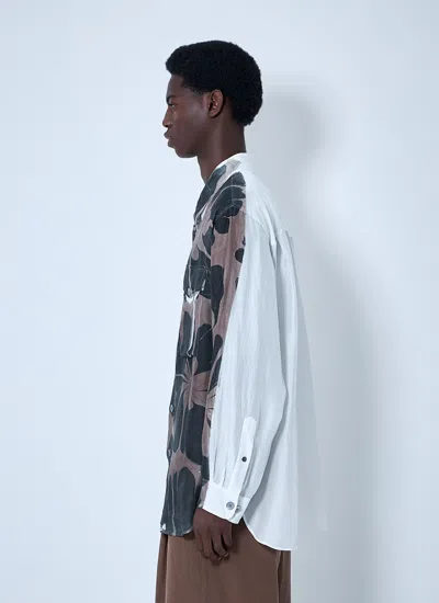 Dries Van Noten Men Floral Silk Shirt In Brown