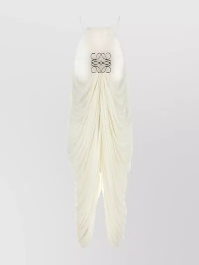 Loewe Draped Halter Neck Dress With Open Back In White
