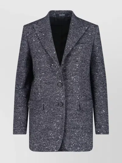 Tagliatore Tailored Grey Jacket With Sleek Silhouette In Blue