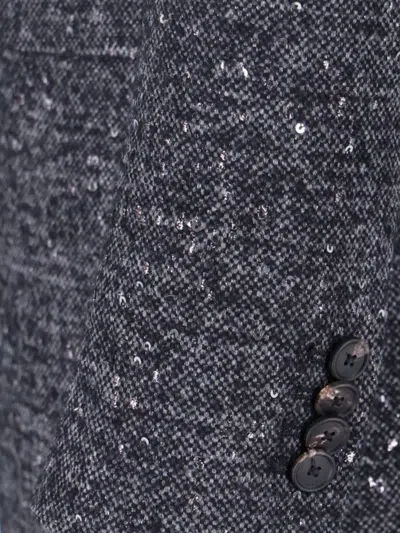 Tagliatore Tailored Grey Jacket With Sleek Silhouette In Blue