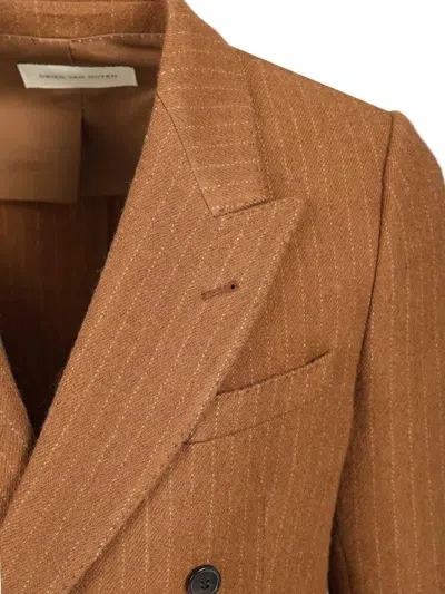 Dries Van Noten Men Regular Fit Double Breasted Blazer In Brown