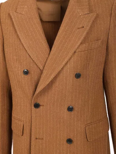Dries Van Noten Men Regular Fit Double Breasted Blazer In Brown