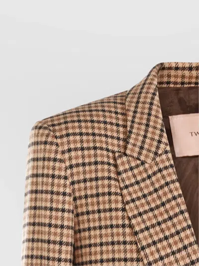Twinset Checked Blazer With Front Pockets And Long Sleeves In Multi