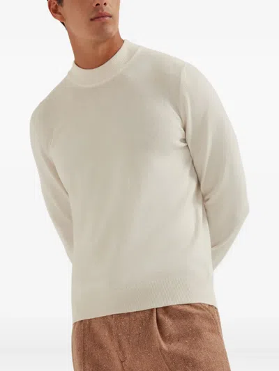 Brunello Cucinelli Funnel Neck Sweater In White
