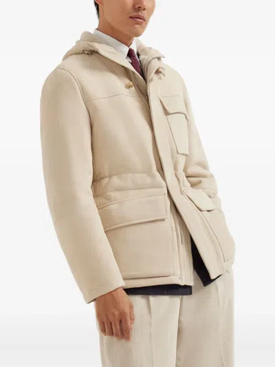 Brunello Cucinelli Shearling Parka In Neutral