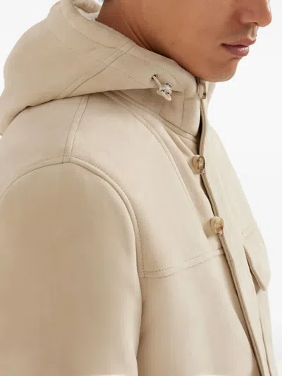 Brunello Cucinelli Shearling Parka In Neutral