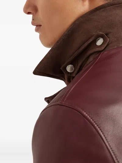 Brunello Cucinelli Nappa Leather Field Jacket In Red