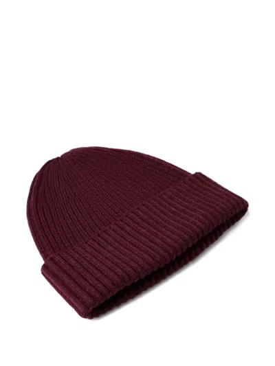 Brunello Cucinelli Ribbed-knit Cashmere Beanie Hat In Red