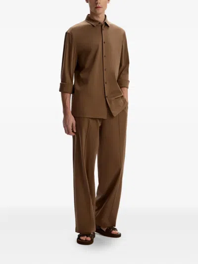 12 Storeez Pima Cotton Trousers In Brown