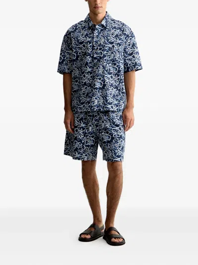 12 Storeez Printed Shorts In Blue