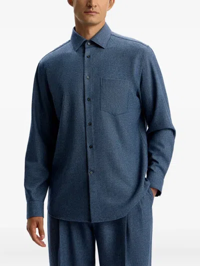 12 Storeez Drago Chest-pocket Wool Shirt In Blue