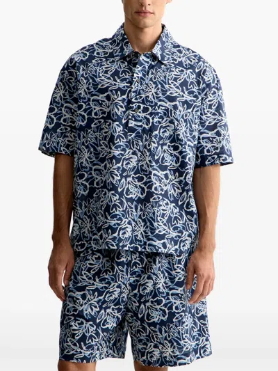 12 Storeez Printed Shorts In Blue