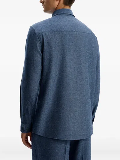12 Storeez Drago Chest-pocket Wool Shirt In Blue
