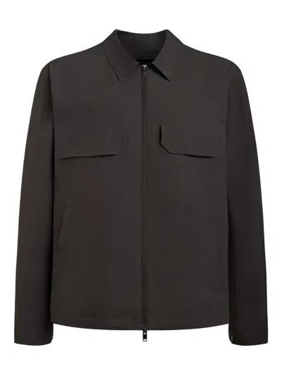 12 Storeez Zip Tech-shell Bomber Jacket In Gray