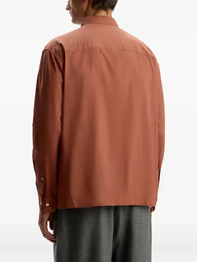 12 Storeez Buttoned Cotton Voile Shirt In Brown