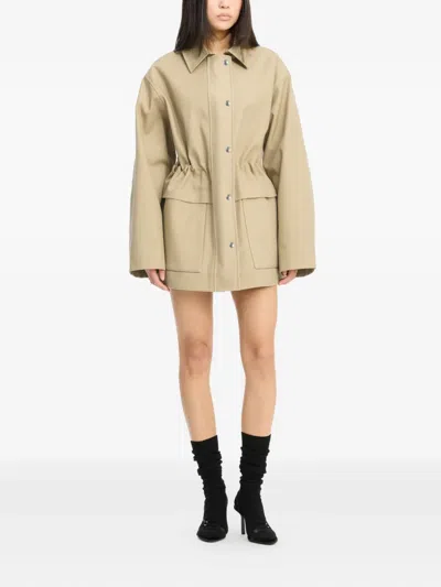 Rotate Birger Christensen Drawstring Twill Jacket In Neutral