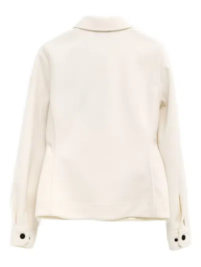 Moncler Collared Shirt Jacket Featuring Long Sleeves In White