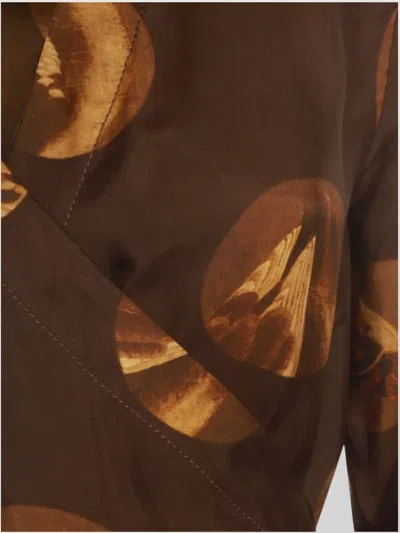 Uma Wang Abstract Pattern Dress Belted Waist In Brown