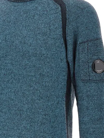 C.p. Company Lens-appliqué Crew-neck Pullover In Blue