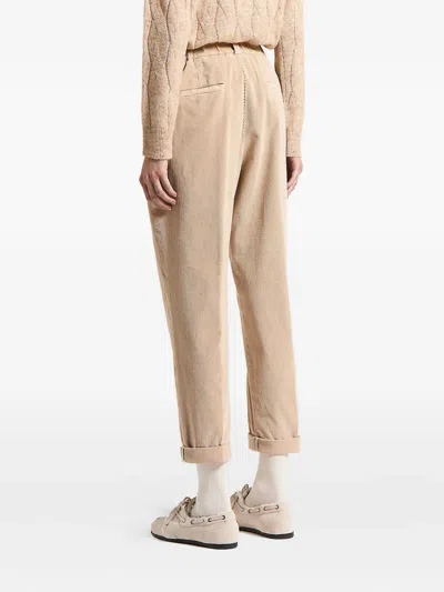 Peserico Corduroy-texture Cuffed Trousers In Neutral