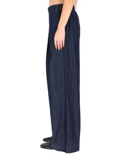 Dries Van Noten Wide Leg Trousers Front Pleats In Blue