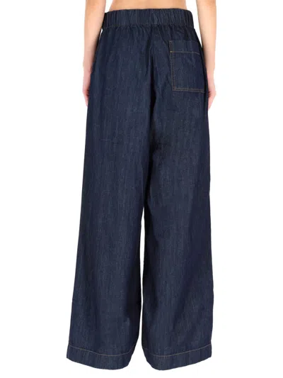 Dries Van Noten Wide Leg Trousers Front Pleats In Blue