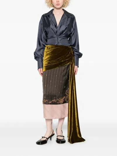 Dries Van Noten Women Senice Bis Emb 2267 W.w. Skirt Brn In Multi