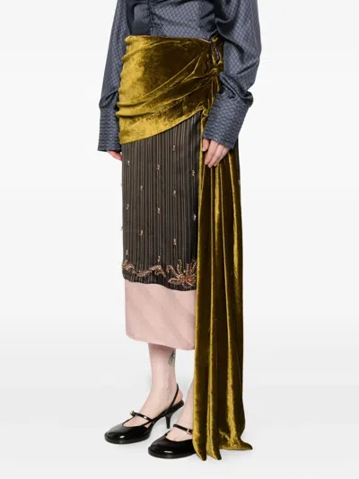 Dries Van Noten Women Senice Bis Emb 2267 W.w. Skirt Brn In Multi