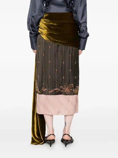 Dries Van Noten Women Senice Bis Emb 2267 W.w. Skirt Brn In Multi
