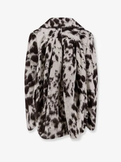 Dries Van Noten Double-breasted Jacquard Alpaca Wool Blend Coat In Brown