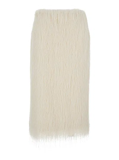 Dries Van Noten Women White Skirt With Brushed Effect In Fabric Woman In White