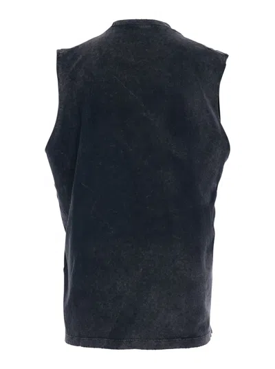 Dsquared2 D2 X Magliano Black Crew Neck Top With Logo Lettering And Front Print In Cotton Man In Black