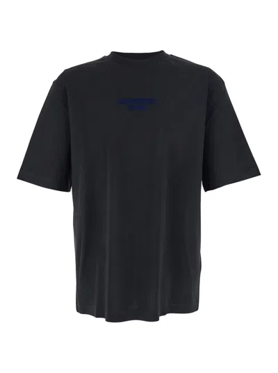 Dsquared2 Men Black Crewneck T-shirt With Logo Lettering On The Front In Cotton Man In Black